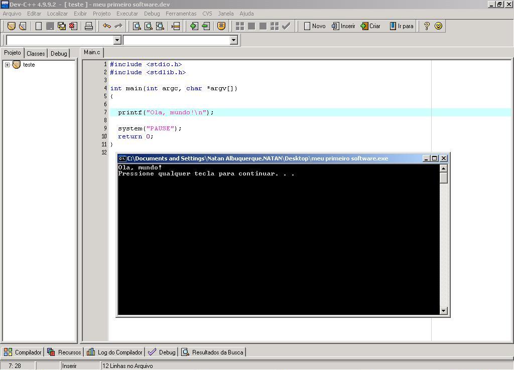 Desenvolver e executar um projeto de aplicativo de console C++
